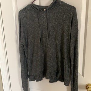 Live Love Dream hooded, Size medium ,Ruffled Grey ,Long Sleeve Sweater.